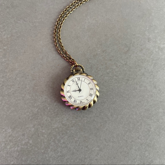 SOLD Clock Pendant Necklace - Picture 3 of 10